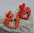 Double Heart Clay Studs Earrings