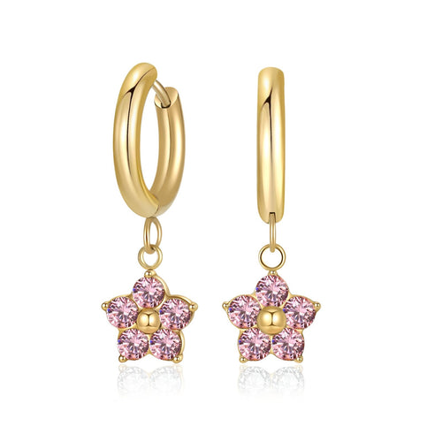 1 Pair Simple Style Classic Style Flower Inlay 304
Stainless Steel Zircon Drop Earrings