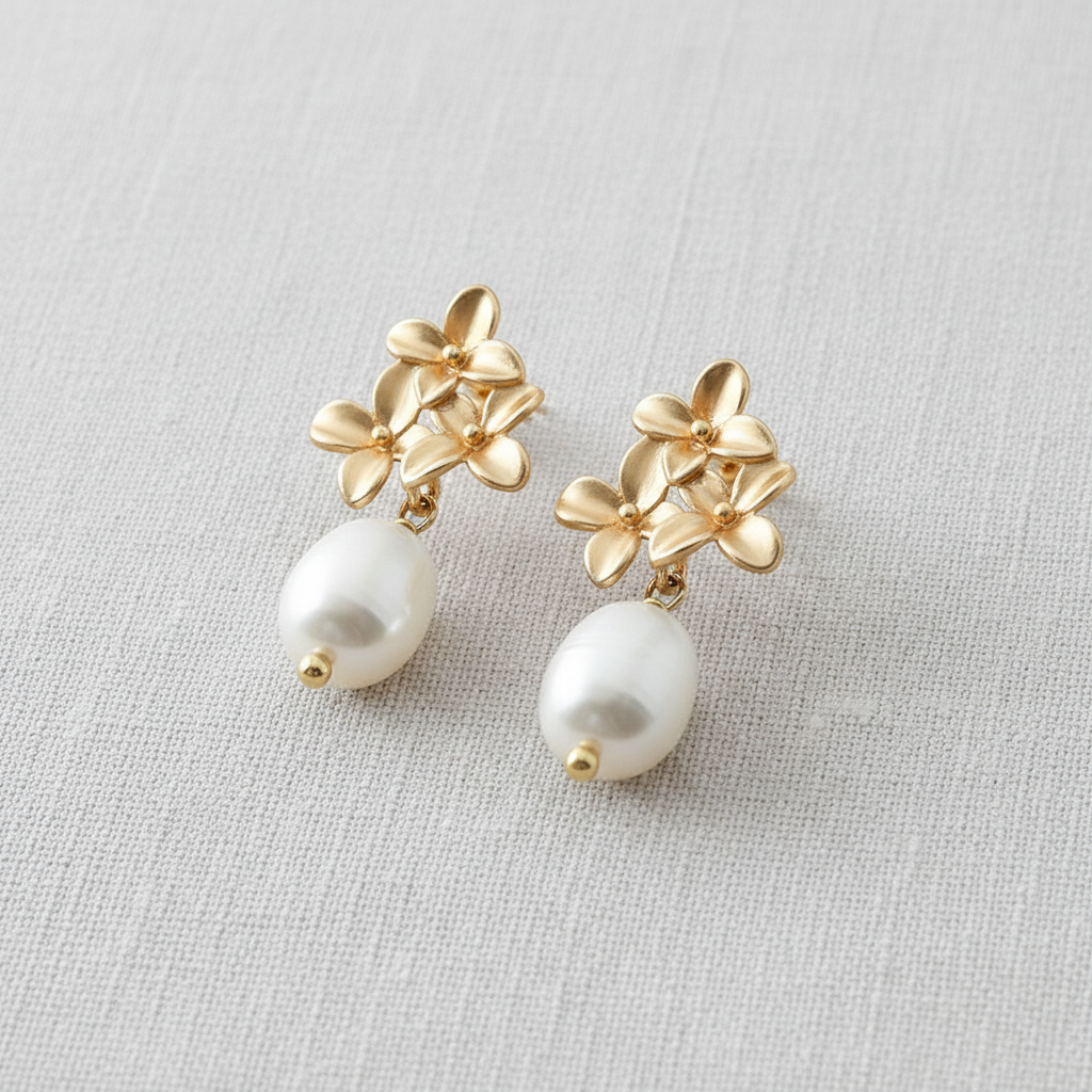 French Vintage Pearl Stud Earrings