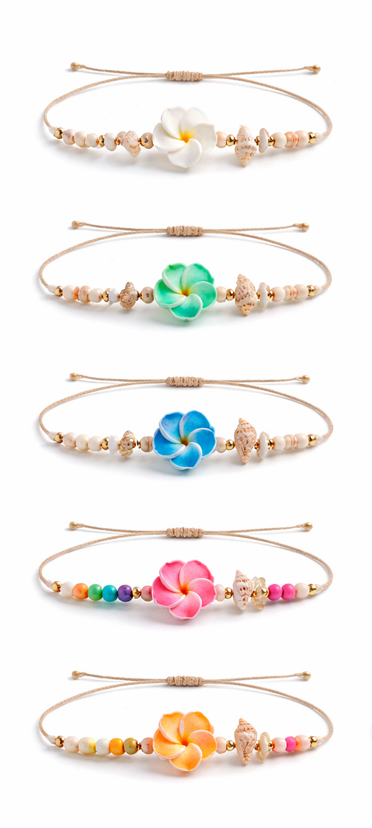 🌺 Tropical Flower Bracelet – Adjustable Beach jewelry