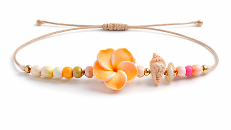 🌺 Tropical Flower Bracelet – Adjustable Beach jewelry