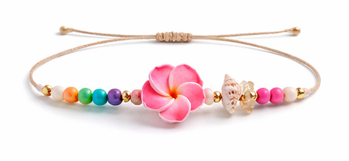 🌺 Tropical Flower Bracelet – Adjustable Beach jewelry