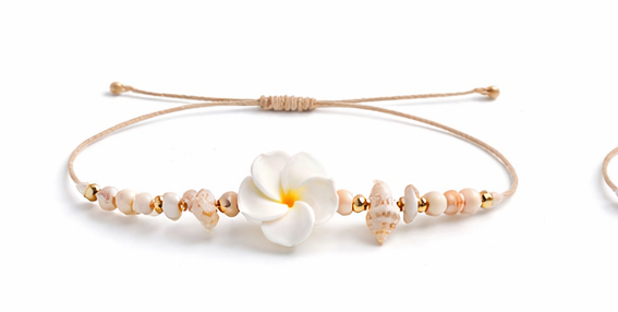 🌺 Tropical Flower Bracelet – Adjustable Beach jewelry