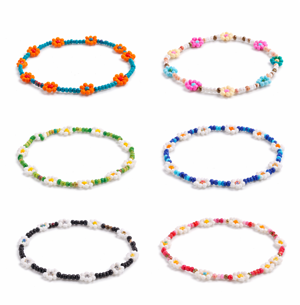 🌸 Colorful Daisy Beaded Bracelets – Cute & Trendy Collection ✨