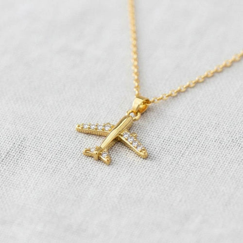 Airplane Pendant Necklace with Full Crystal Accents